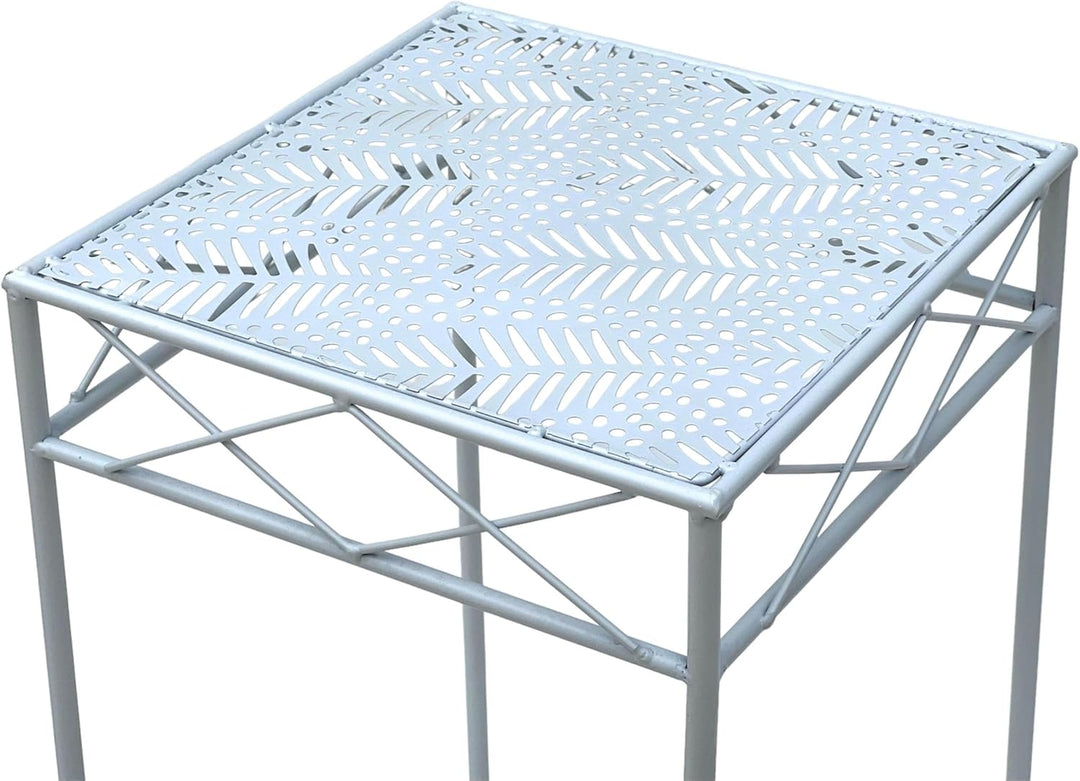 DanDiBo Blumenhocker Weiss Metall Eckig Blumenständer 96314 2er Set Beistelltisch Blumensäule Modern