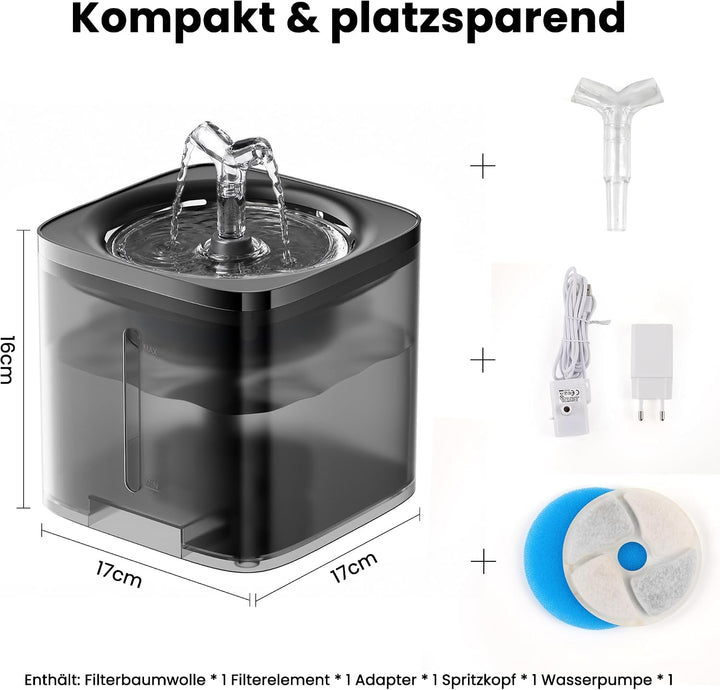 Katzenbrunnen Trinkbrunnen für Katzen, Leiser Katzen Trinkbrunnen mit 4-fach Filtersystem &amp; Zirkulat