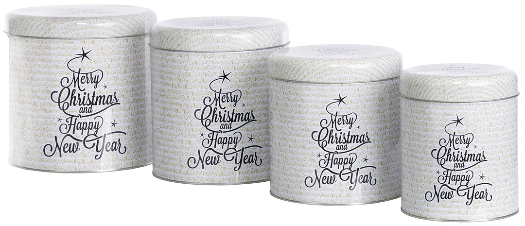 Brandsseller 4er Set Keksdose | Zylinderform | Weihnachtsdose | Plätzchendose | Gebäckdose | Metall