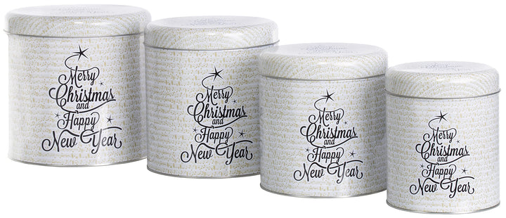 Brandsseller 4er Set Keksdose | Zylinderform | Weihnachtsdose | Plätzchendose | Gebäckdose | Metall
