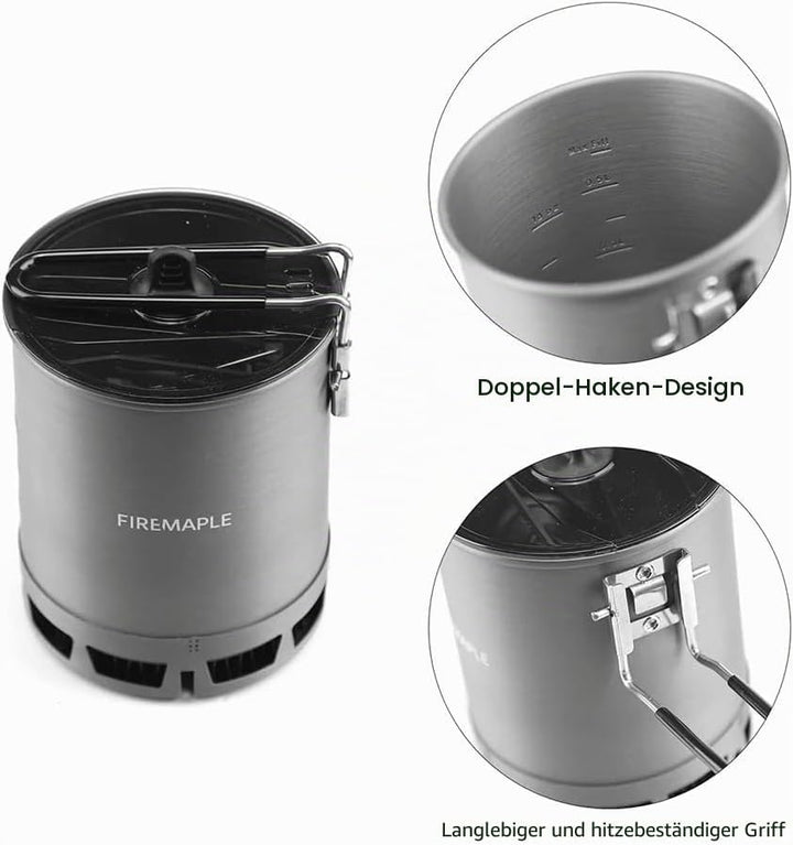 Fire-Maple 600 ml G3 Petrel Ultraleichter Camping-Topf, leicht, Outdoor, hohe Effizienz, faltbarer W