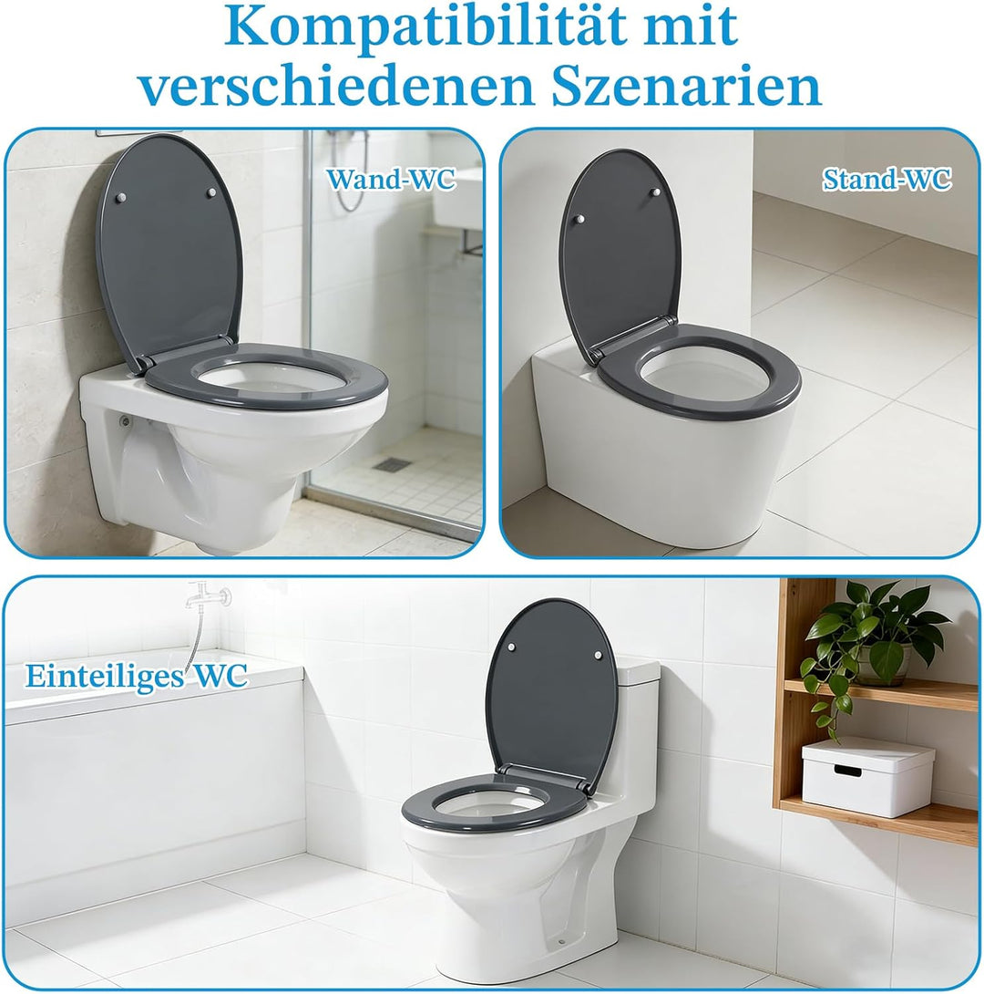 Toilettendeckel mit Absenkautomatik, WC Sitz mit Absenkautomatik Antibakteriell & UV-beständig O For