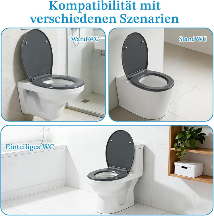 Toilettendeckel mit Absenkautomatik, WC Sitz mit Absenkautomatik Antibakteriell & UV-beständig O For