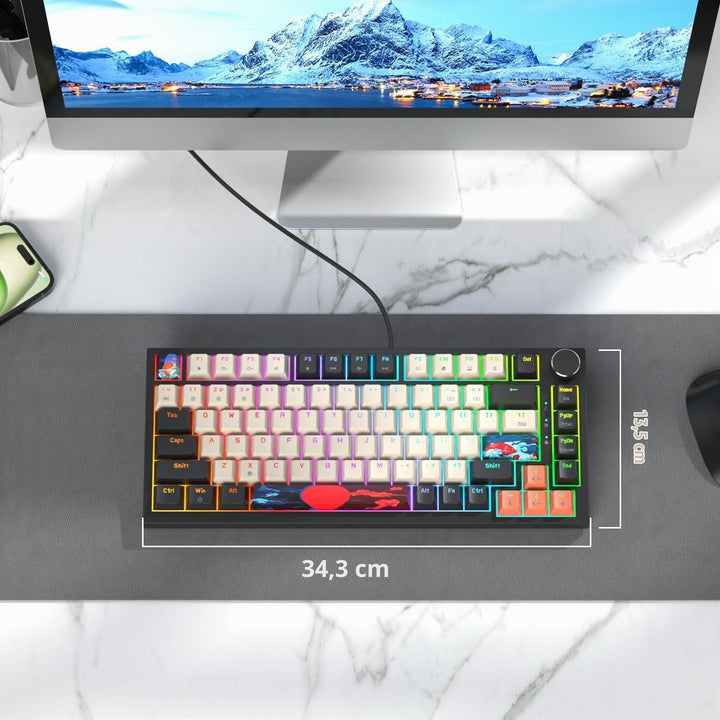 SOLIDEE Verkabelte 75% Mechanische Gaming-Tastatur,hot-swap-fähige Mechanische Tastatur mit Gasket S