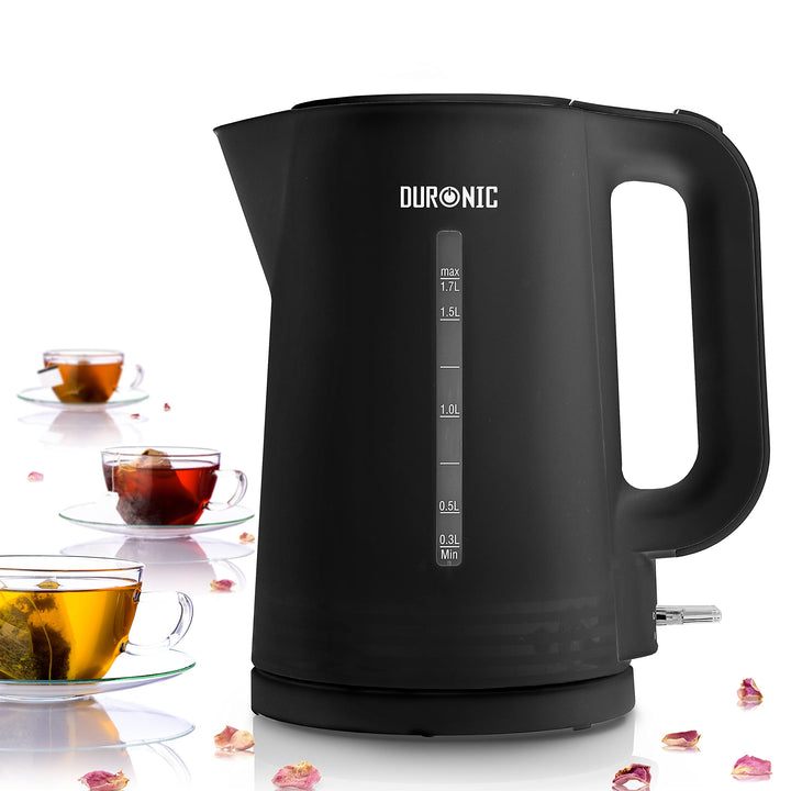Duronic EK17 BK Wasserkocher - 1,7l Fassungsvermögen - 2200 Watt - Schnellkochend - Basis mit kabell