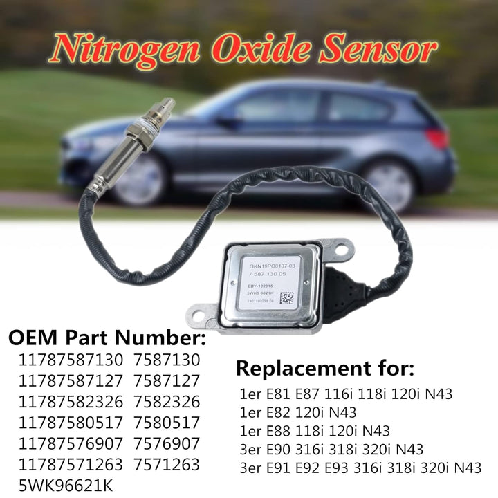 Bisenya 11787587127 NOX SENSOR Kompatibel mit B-M-W 1er E81 E82 E87 E88 3er E90 E91 E92 LCI N43 1178