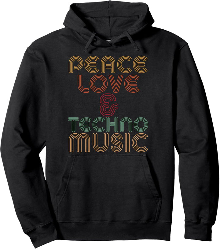 Peace Love & Techno Musik cooles Retro Techno Pullover Hoodie