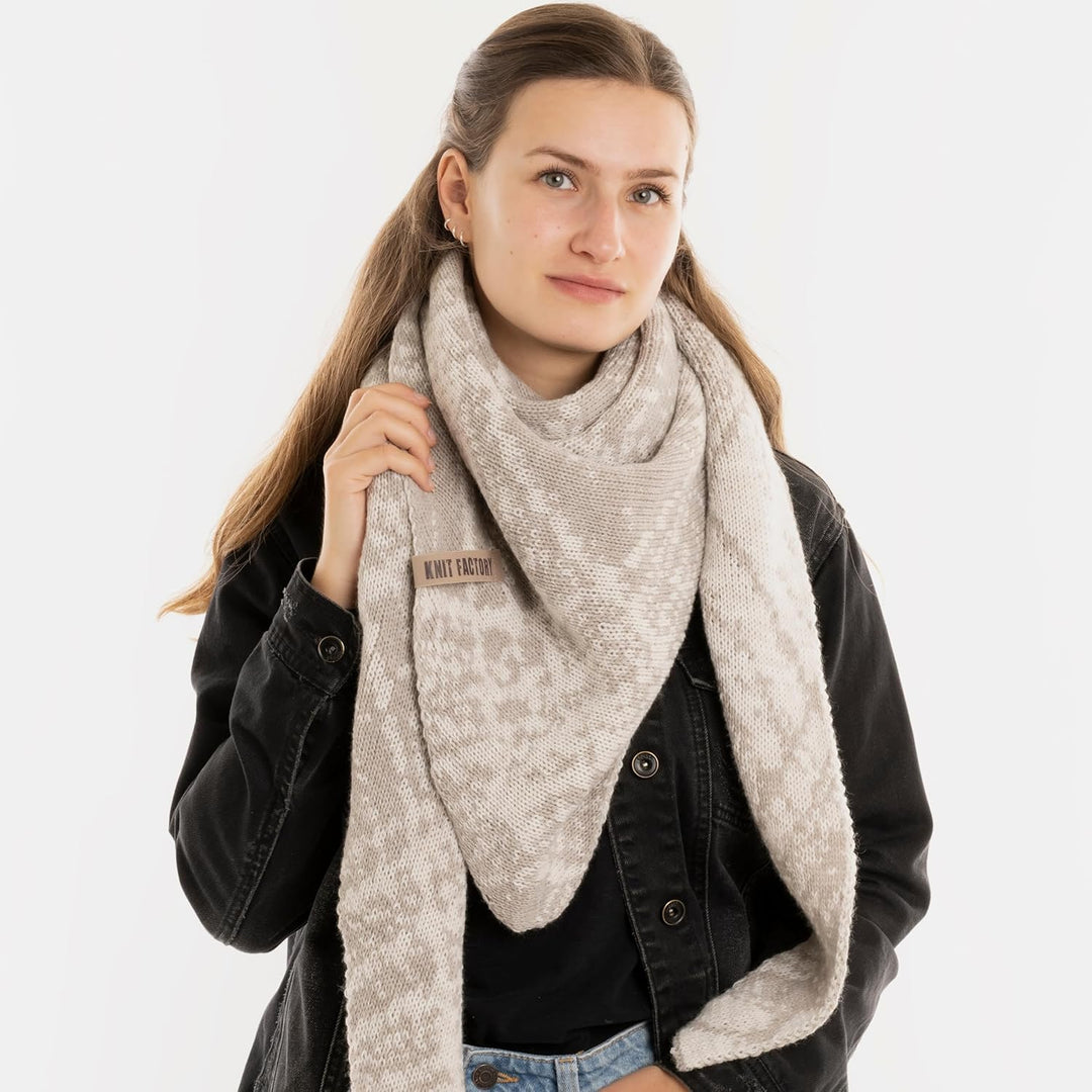 KNIT FACTORY - Lea Dreiecksschal Beige/Iced Clay, Beige/Iced Clay