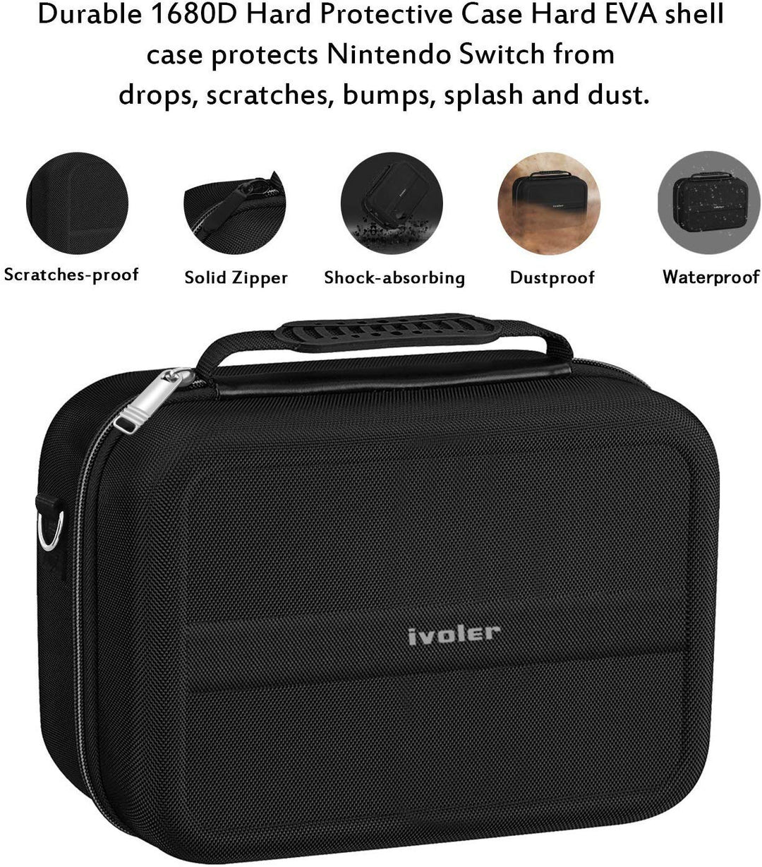 ivoler Tasche Kompatibel mit Nintendo Switch/Nintendo Switch OLED, Deluxe Harte Tragetasche Schutz P