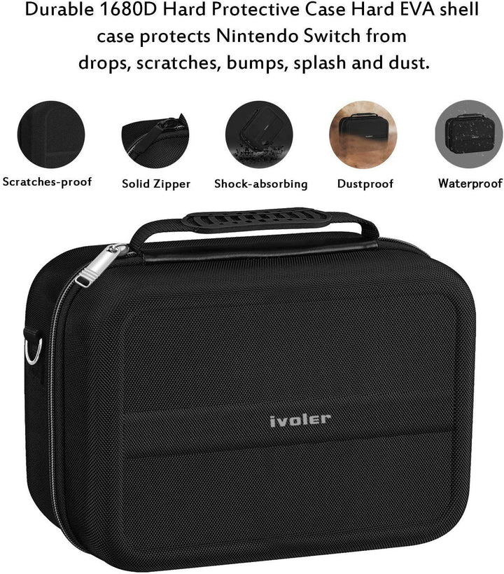 ivoler Tasche Kompatibel mit Nintendo Switch/Nintendo Switch OLED, Deluxe Harte Tragetasche Schutz P