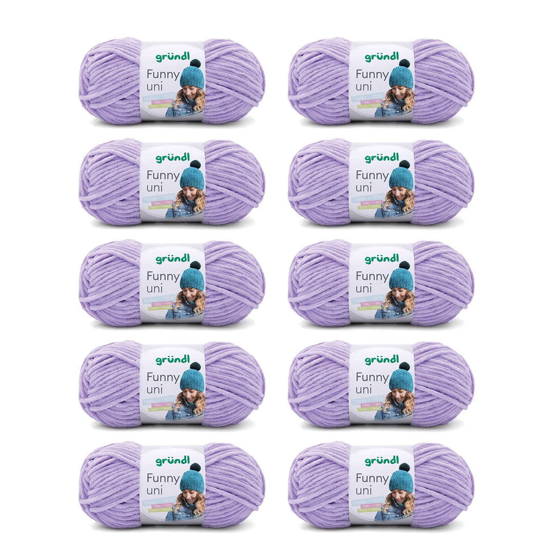 Gründl Funny uni Strick- & Häkelgarn (samtartiges Chenille-Garn aus 100% Polyester, 10 x 100 g / 120