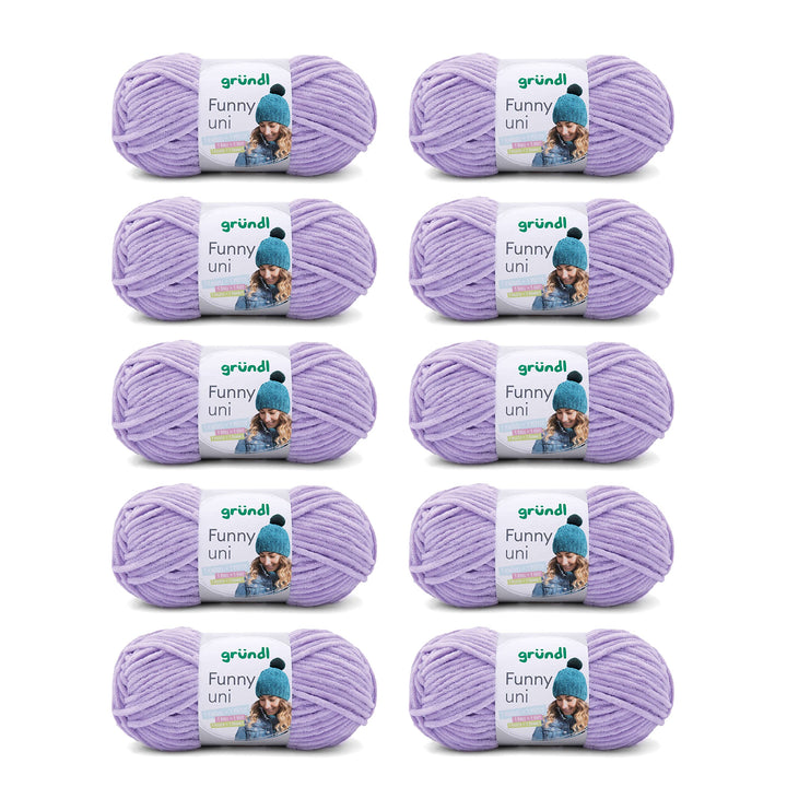 Gründl Funny uni Strick- & Häkelgarn (samtartiges Chenille-Garn aus 100% Polyester, 10 x 100 g / 120