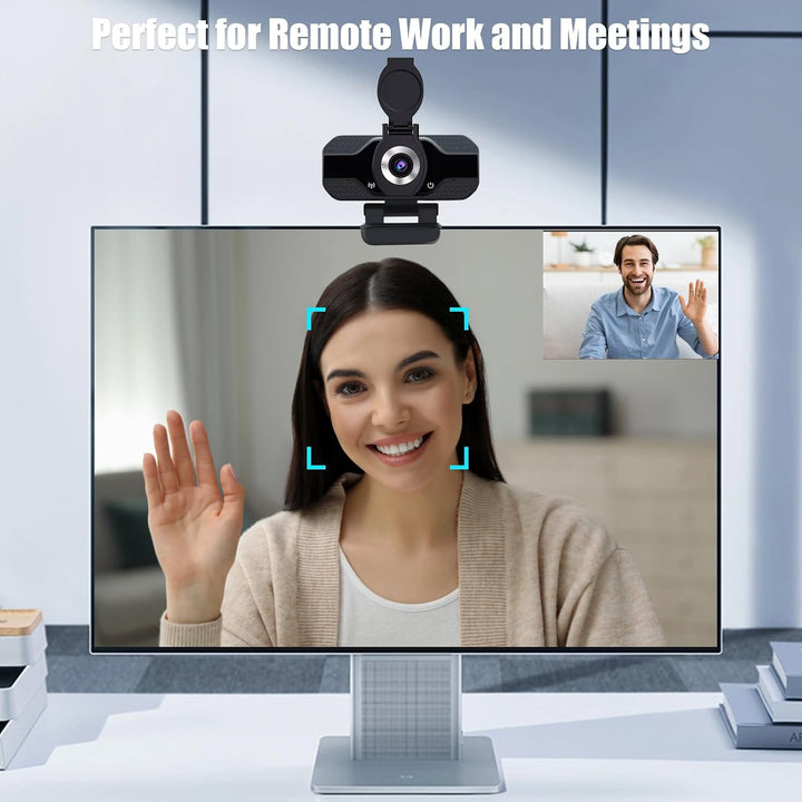 Full HD Webcam 1080p mit zwei Mikrofonen, Upgraded Autofokus, 30 fps, mit Geräuschreduzierung, mit P
