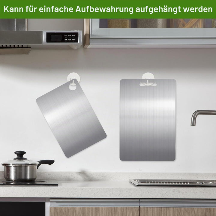 2 Pcs Titan Schneidebrett, S304 Schneidebrett Edelstahl, BPA-frei Doppelseitiges Lebensmittel Grade