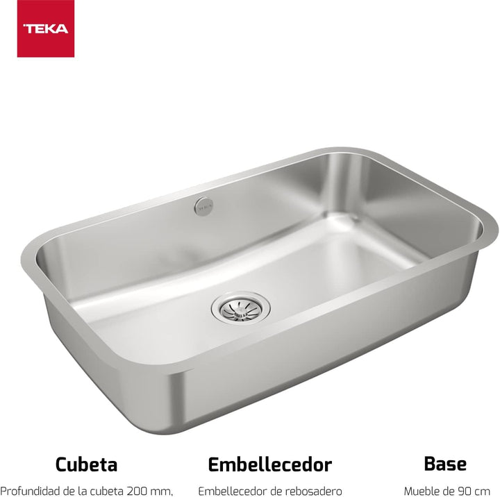 FREGADERO BE - 74.43 Fregadero BE inox cubeta, 200mm, Mueble 90