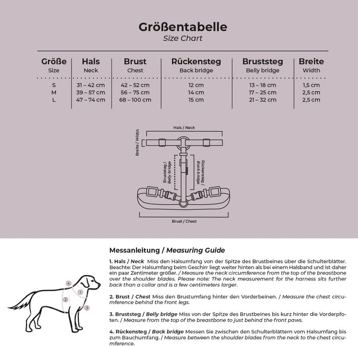 Hundegeschirr Handmade, 5-Fach verstellbar & wasserfest, Made in Germany, kleine bis sehr grosse Hun