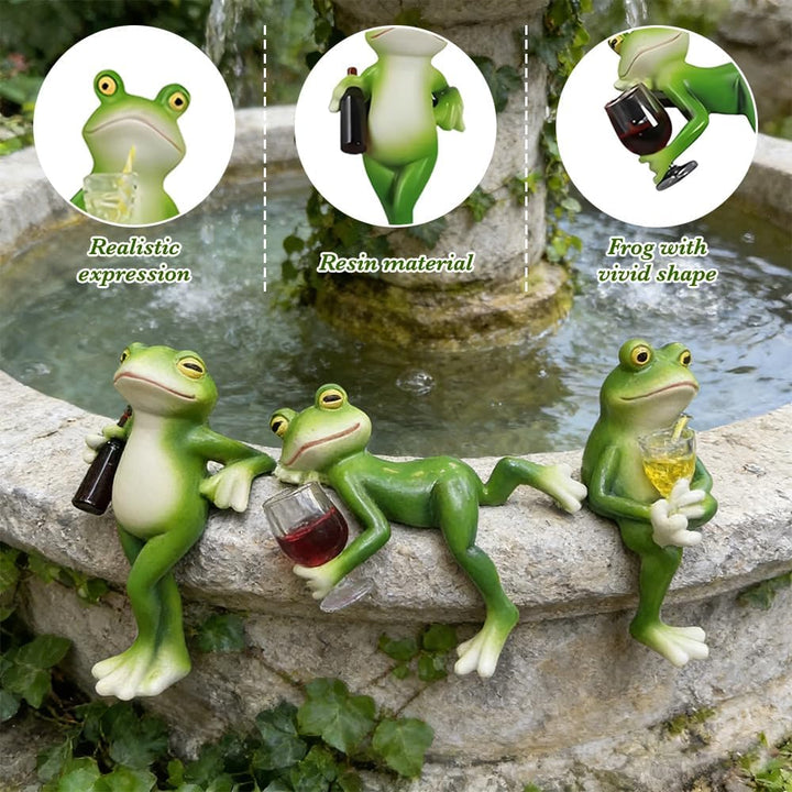 3 Stück Frosch Blumentopf Hänger, Frosch Deko Garten, Harz Lustige Figuren Gartendeko, Gartenfigur S