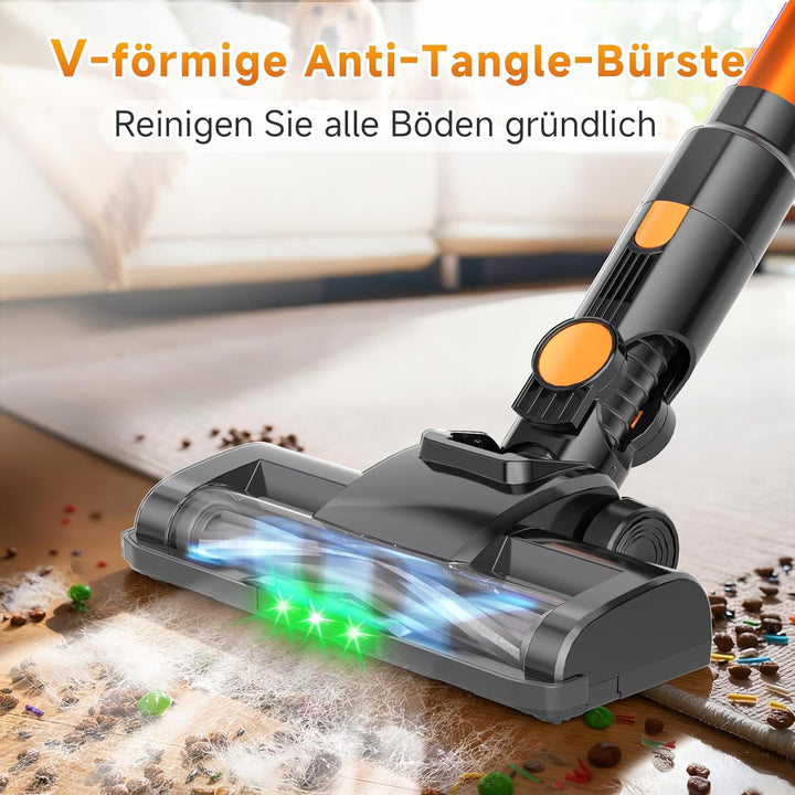 Hearten Akku Staubsauger Kabellos mit LED Display, Leise, 3 Betriebsarten, Kabelloser Staubsauger mi