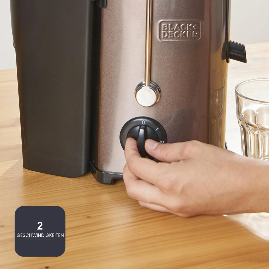 BLACK+DECKER Entsafter - 600W - 2 Geschwindigkeiten - 1.2 Liter Fruchtfleischbehälter - spülmaschine