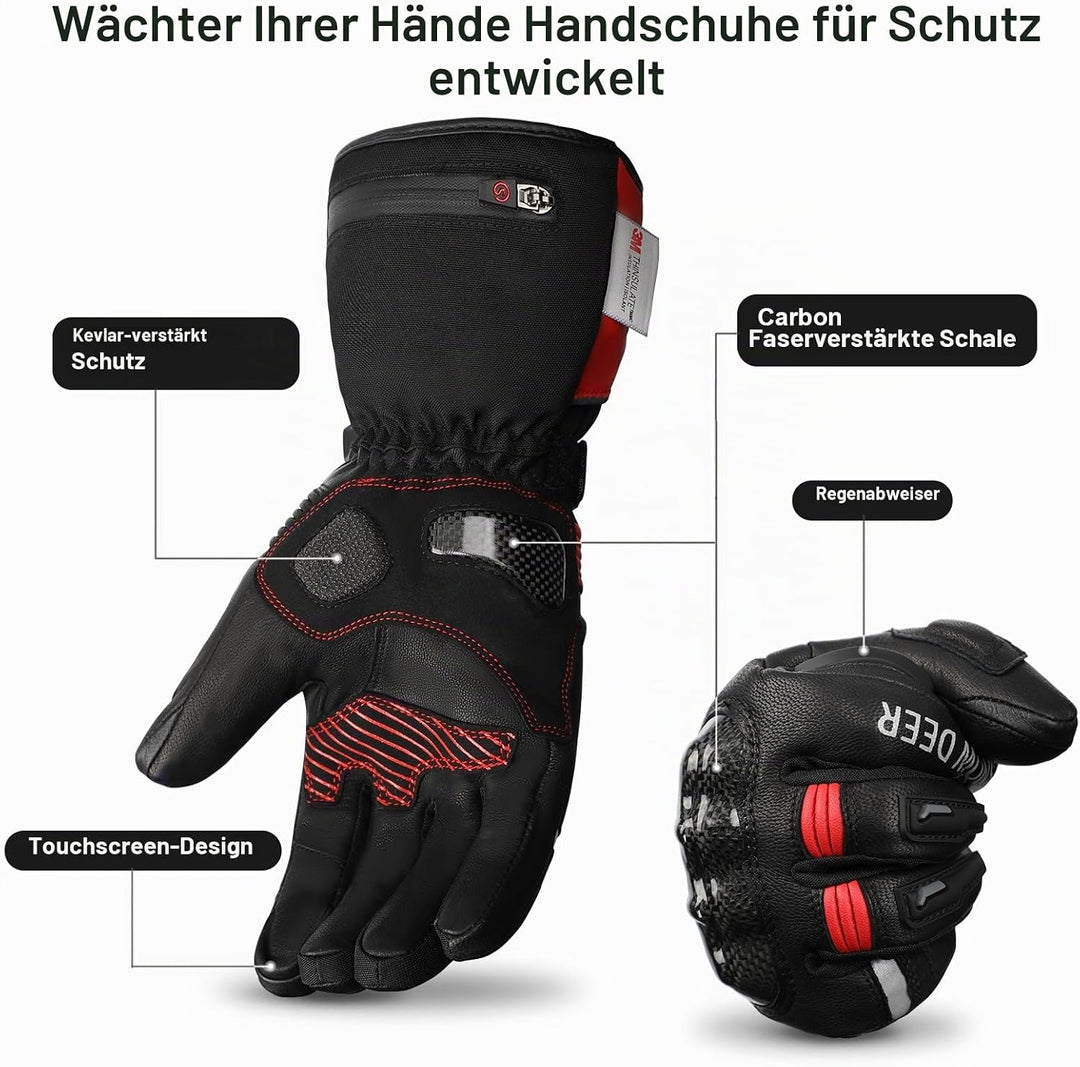 SNOW DEER Beheizte Handschuhe,Motorrad Handschuhe,Wiederaufladbarem Lithium Akku Skifahren Fausthand