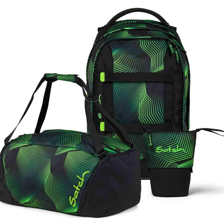 Satch Pack Pencil Slider Edition Schulrucksack Set 3tlg. inkl. Sporttasche (Seismic Green), Seismic