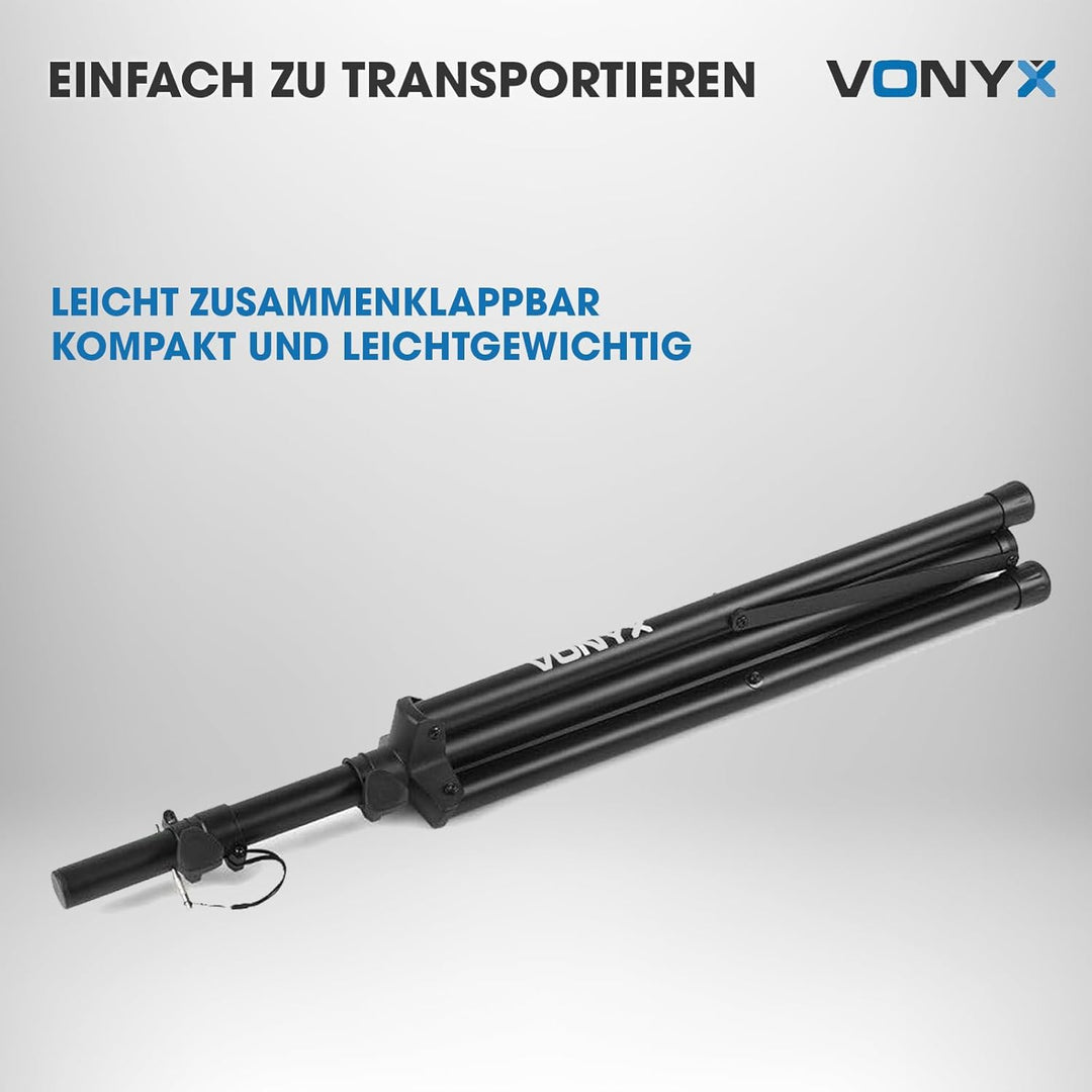 Vonyx LS01K Lautsprecherständer, höhenverstellbar 110cm-180cm, Universal Boxenständer, Speaker Stand
