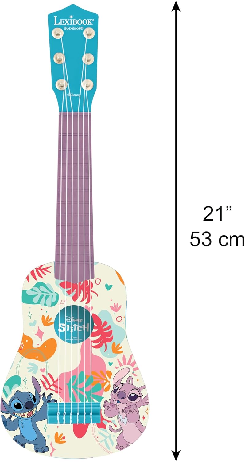 Lexibook, Disney Stitch, Meine erste Kinder-Gitarre, 6 Nylonsaiten, 53 cm, Inklusive Anleitung, Blau