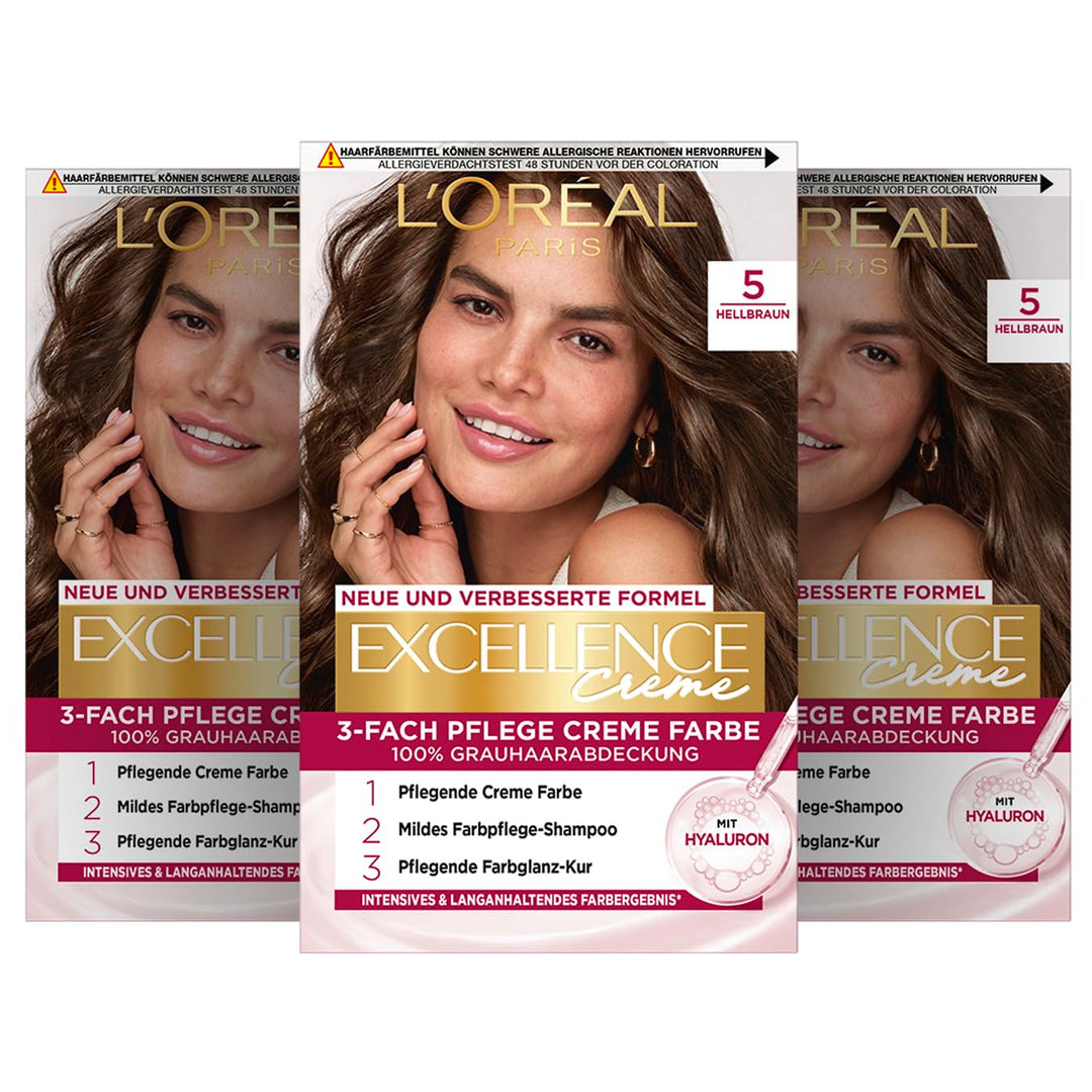 L'Oréal Paris Permanente Haarfarbe, 100% Grauhaarabdeckung, Haarfärbeset mit Coloration, Shampoo und