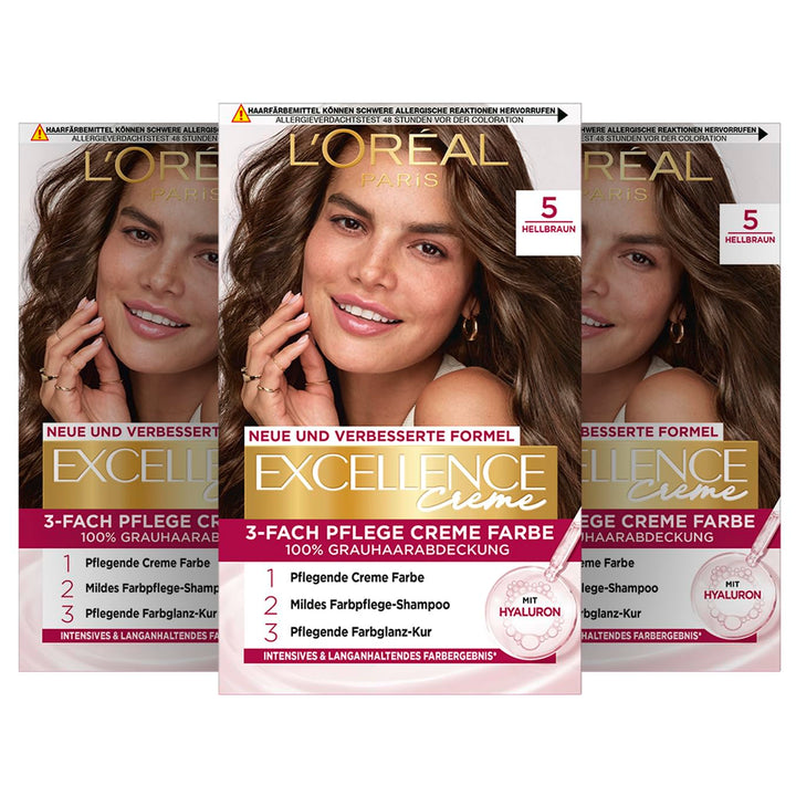 L'Oréal Paris Permanente Haarfarbe, 100% Grauhaarabdeckung, Haarfärbeset mit Coloration, Shampoo und