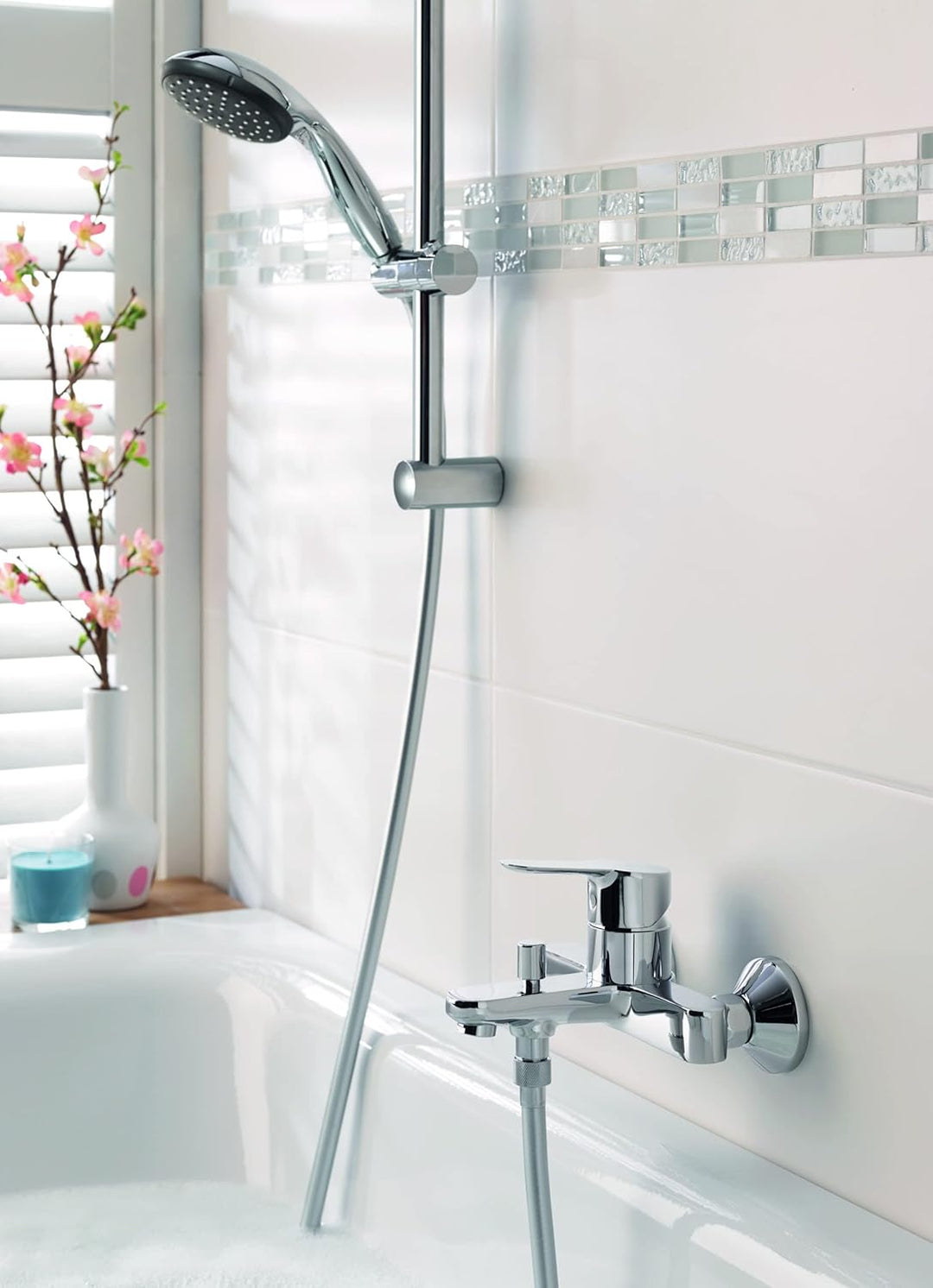 GROHE Start Edge - Einhand- Wannenbatterie (1/2″, Wandmontage, langlebige Oberfläche), chrom, 233480