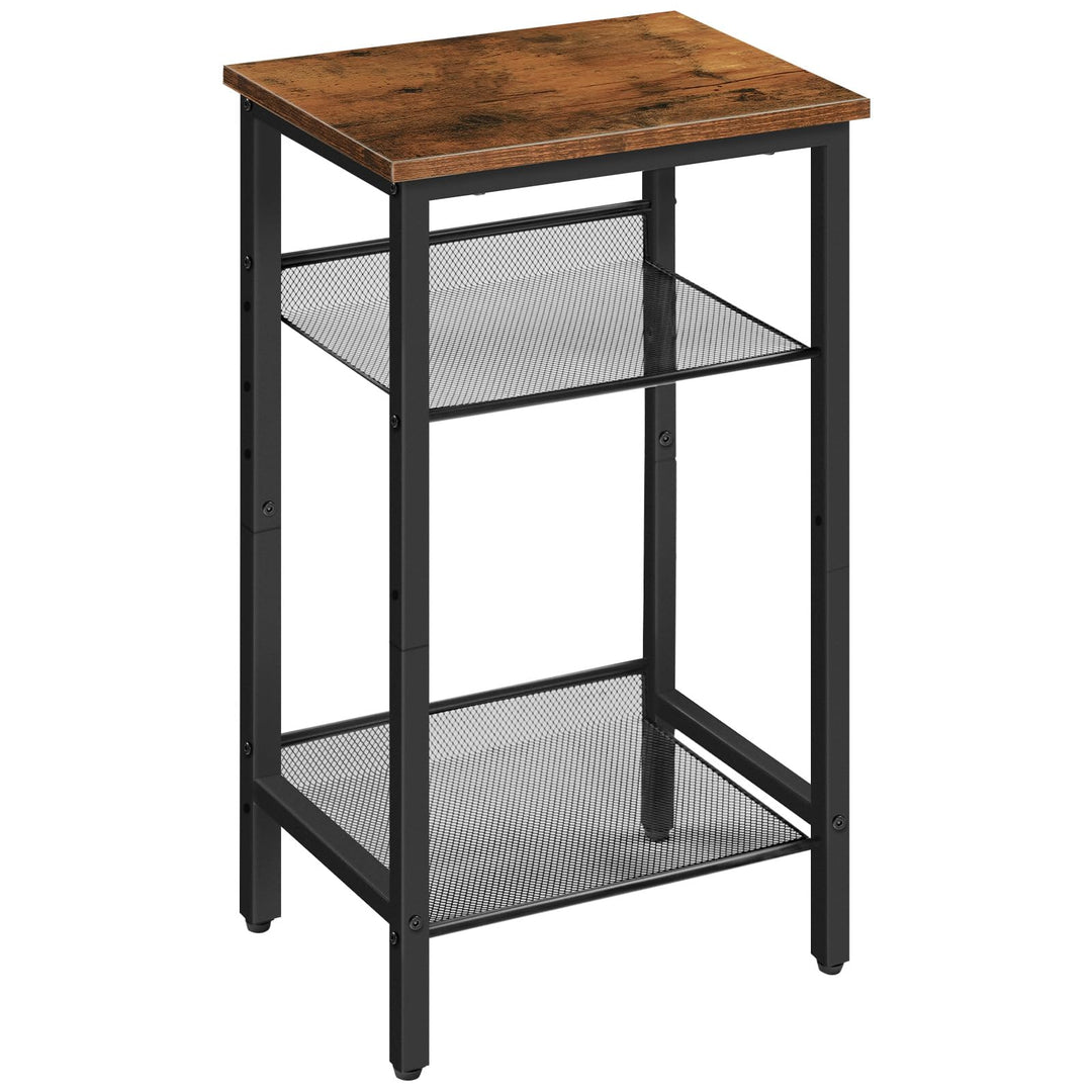 HOOBRO Beistelltisch, Telefontisch mit 2 verstellbaren Gitterablagen 45 x 35 x 75 cm, Sofatisch, Kaf