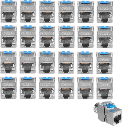 kwmobile 24x Keystone Modul für CAT 8 Kabel - 40 Gbit/s geschirmt Metall Gehäuse Schnappverschluss -