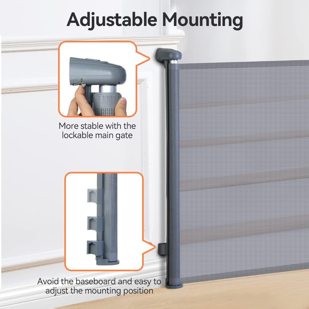 COMOMY Treppenschutzgitter Ausziehbar 0-140cm, Türschutzgitter Rollo für Baby, Katzen und Hunde, Ein