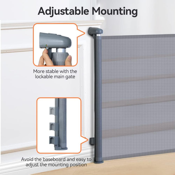 COMOMY Treppenschutzgitter Ausziehbar 0-140cm, Türschutzgitter Rollo für Baby, Katzen und Hunde, Ein