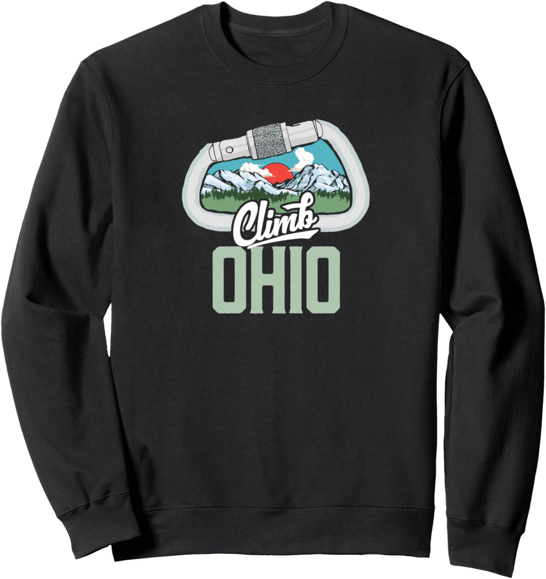 Climb Ohio - Retro Rock Climbing Vintage Carabiner Graphic Sweatshirt
