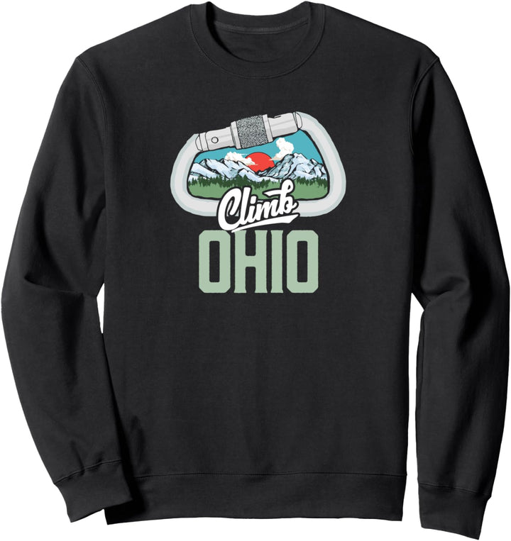 Climb Ohio - Retro Rock Climbing Vintage Carabiner Graphic Sweatshirt