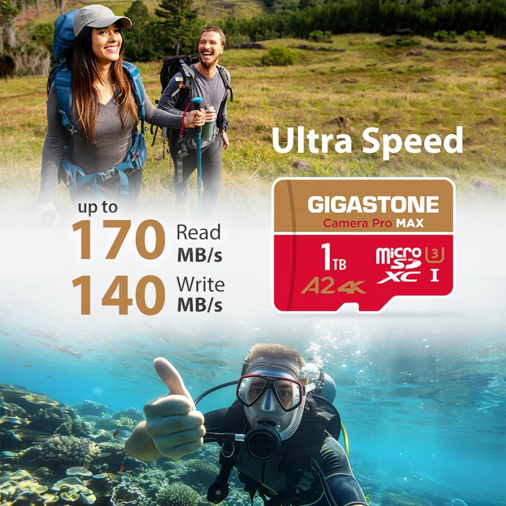 [5 Jahre kostenlose Datenwiederherstellung] GIGASTONE 1TB Micro SD Karte, Kamera Pro MAX, bis zu 150