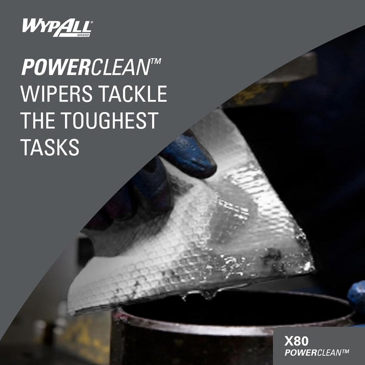 WypAll X80 Power Clean Reinigungstücher für schwere Reinigungsaufgaben 8252 – 2-in-1 Midi-Rollenrein