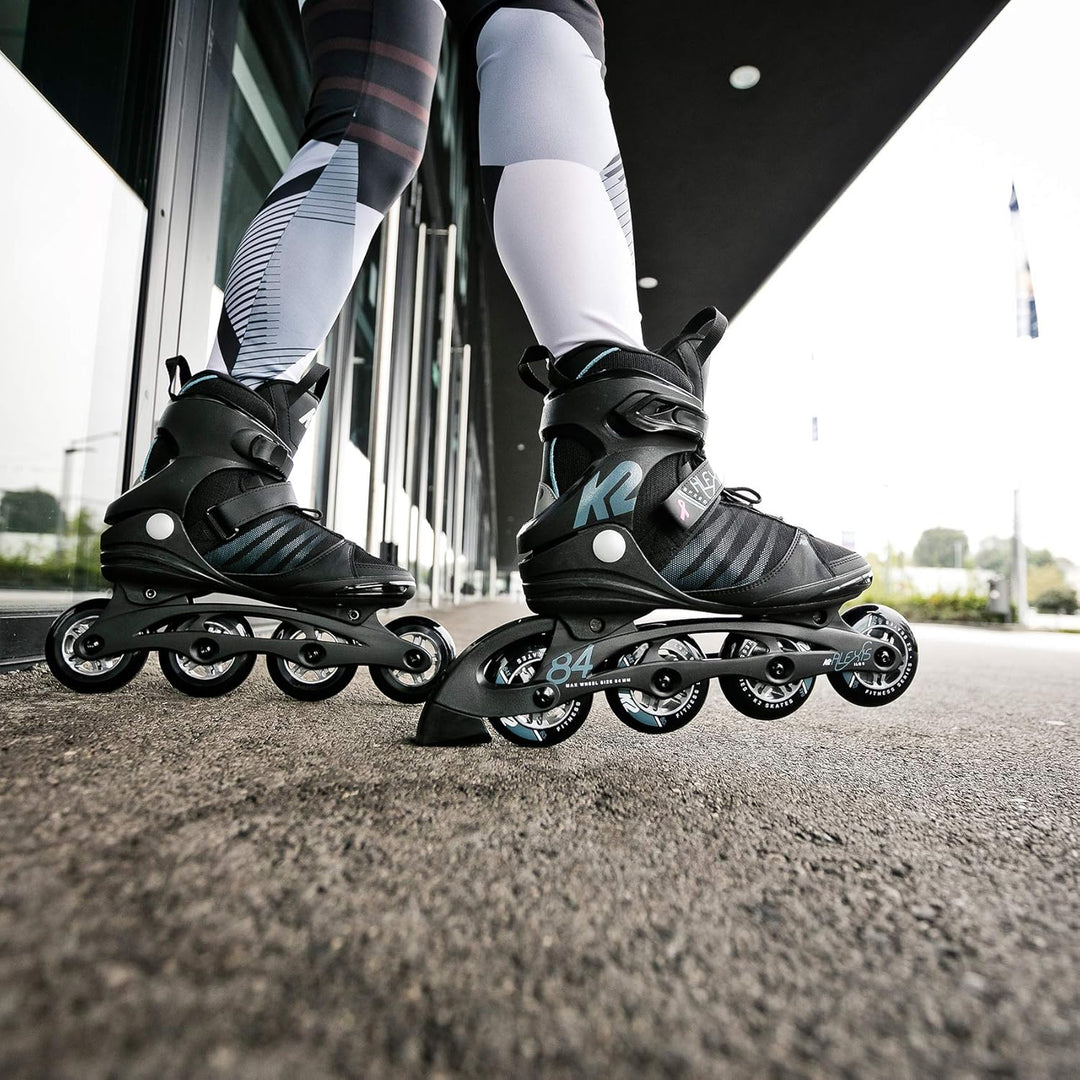 K2 Alexis 84 Speed ALU Inline Skate Black/Petrol Schwarz Black Steel Blue 001 EU: 39.5 (UK: 6 / US: