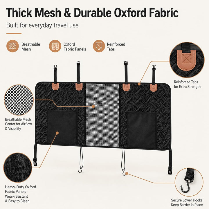 Hunde Auto Barriere, Hunde Netz für Auto Divider, Haustier Barriere mit 2 Mesh Organizer, Universal