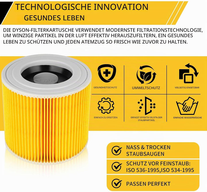 4 Stück Filter - für Kärcher Wd3 filter for für Kärcher wd3 Vacuum Cleaners WD1, WD2, WD3, MV3, MV2