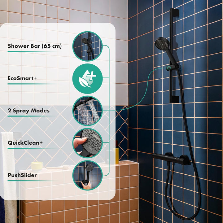 hansgrohe Activera Select S - Duschset mit Duschkopf wassersparend (EcoSmart+, 2 Strahlarten), Dusch