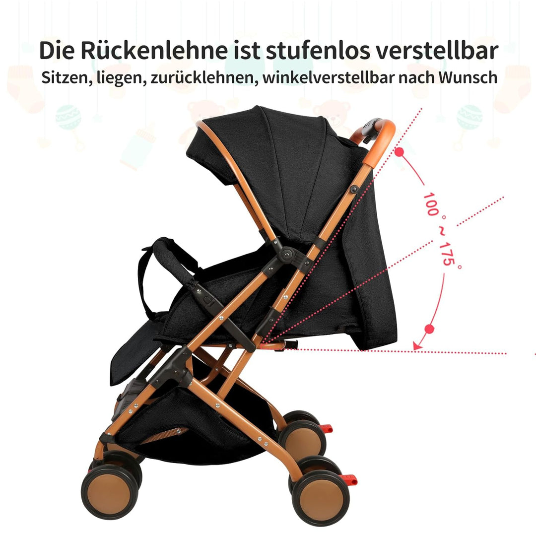 Kinderwagen für Babys, Kinderwagen mit Sonnenschirm, faltbarer Kinderwagen mit Baumwollpads und Mosk