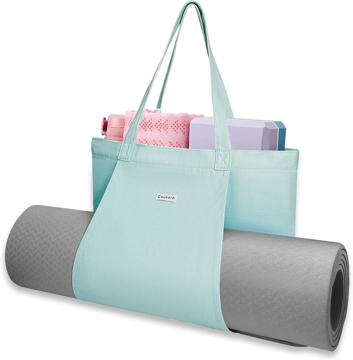 Cwokarb Yogatasche Damen mit Nassfach, Flaschenhalter und Durchgehendem Reissverschluss,Matte Einfac