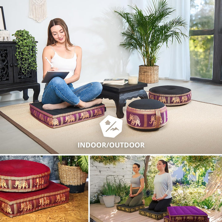 Livasia Sitzkissen Boden Thaiseide, Bodenkissen Indoor/Outdoor, Meditationskissen Yogakissen, Stuhla