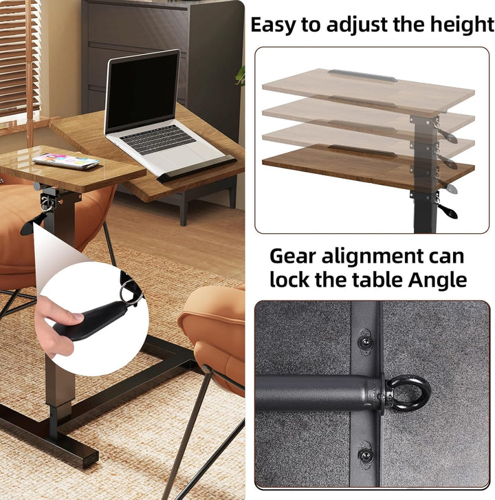 FATIVO Beistelltisch Höhenverstellbar Betttisch Klappbar: 73.5-97 cm Pflegetisch mit Rollen Laptopti