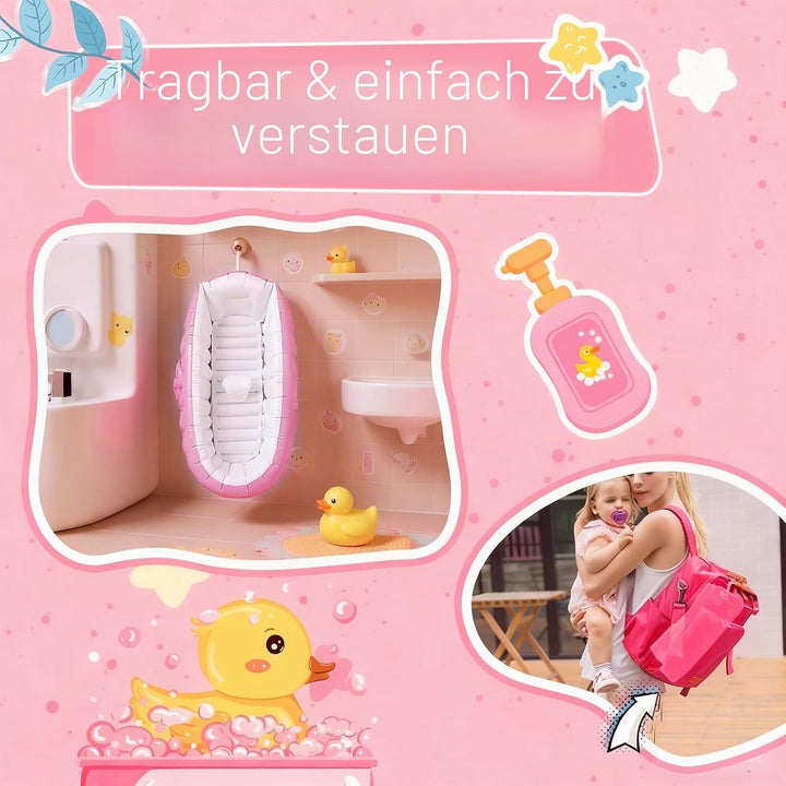 Aufblasbare Baby Badewanne, Säuglings Kinder Badewanne mit Luftpumpe, Reise Tragbare Badewanne für D