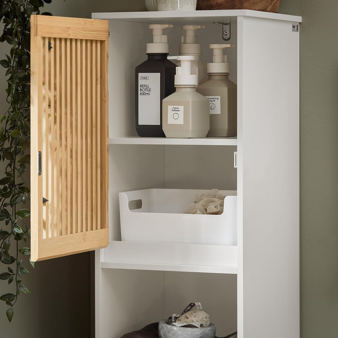 SoBuy BZR127-W Hochschrank Badezimmer Schrank Badschrank schmal Badregal Badezimmerschrank Badezimme