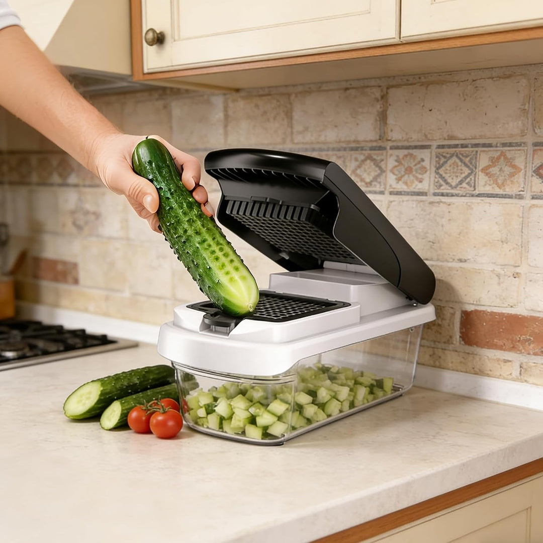 7-in-1 Gemüseschneider, Multifunktionaler Küchenschneider, Meal prep, Gemüsehobel mit 7 Klingen und