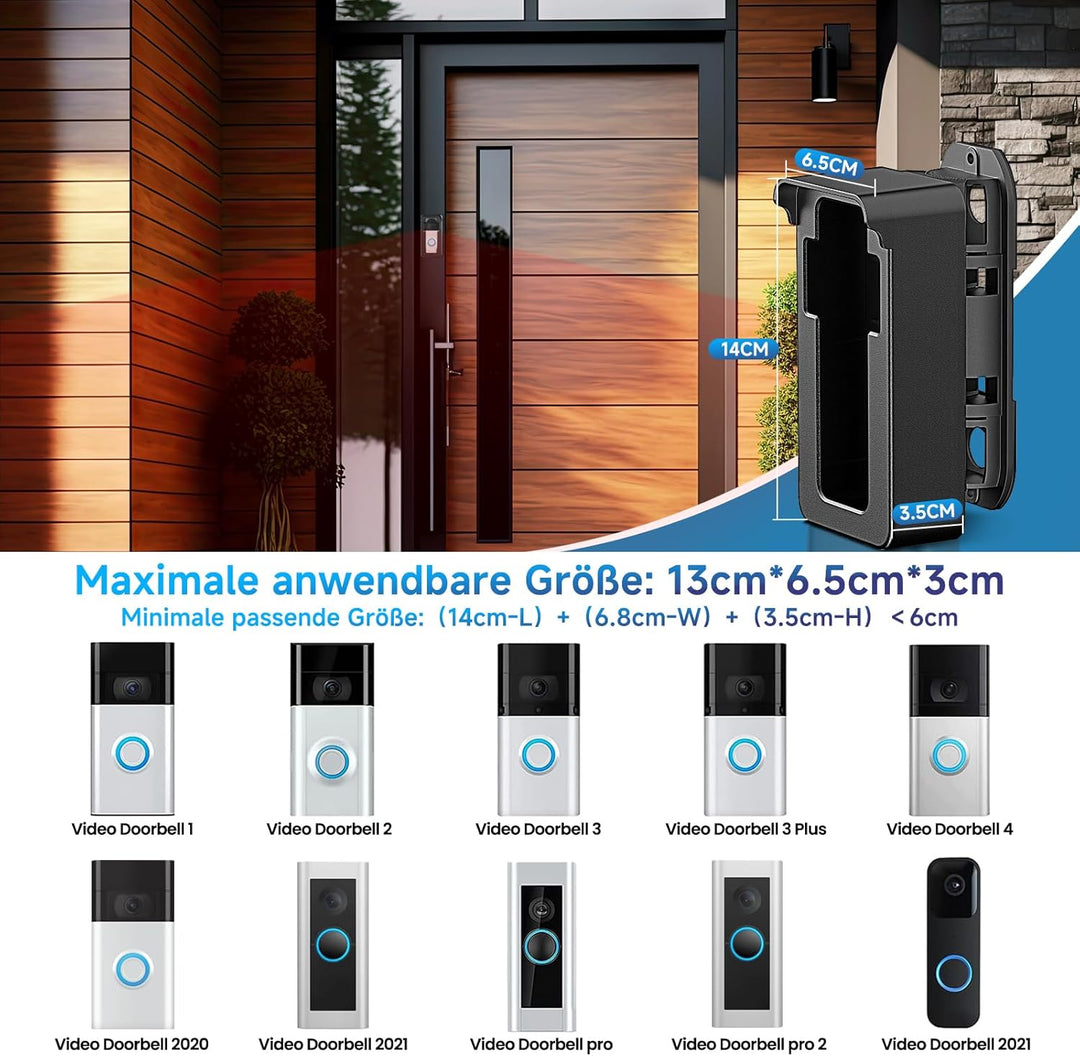 Regenfest Video Türklingel Halterung 45-135° Kompatibel mit Video Doorbell Wired/Pro-Pro2/4/3 Plus/3